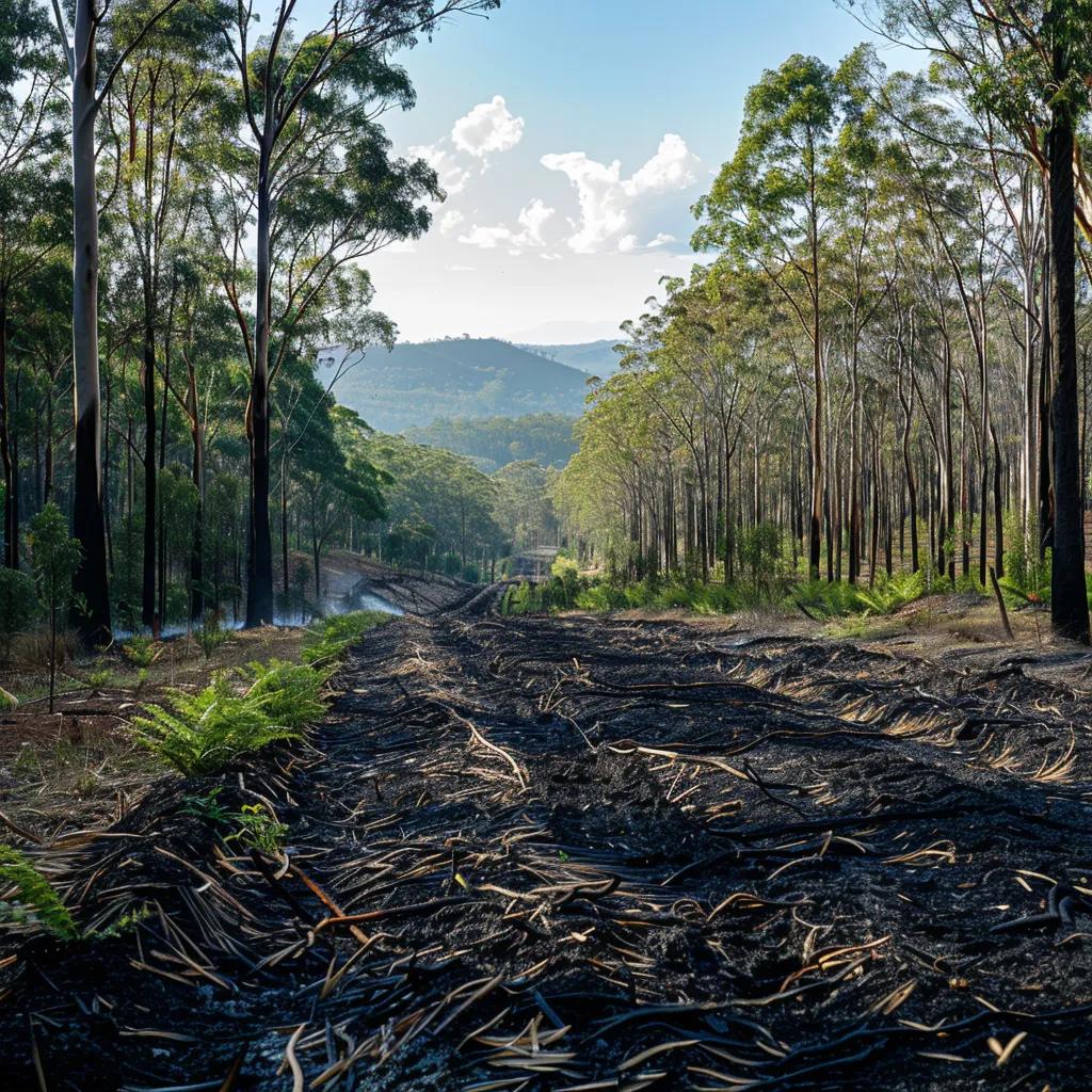 Mulched area serving as a firebreak in Kyogle landscape, reducing fire hazards