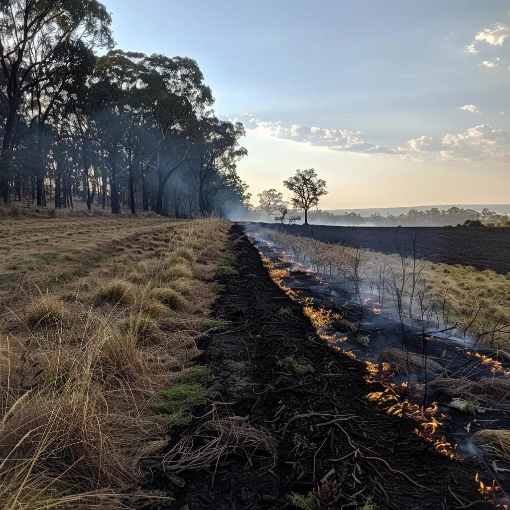 Cleared fire break demonstrating the fire prevention benefits of slashing services in Lismore