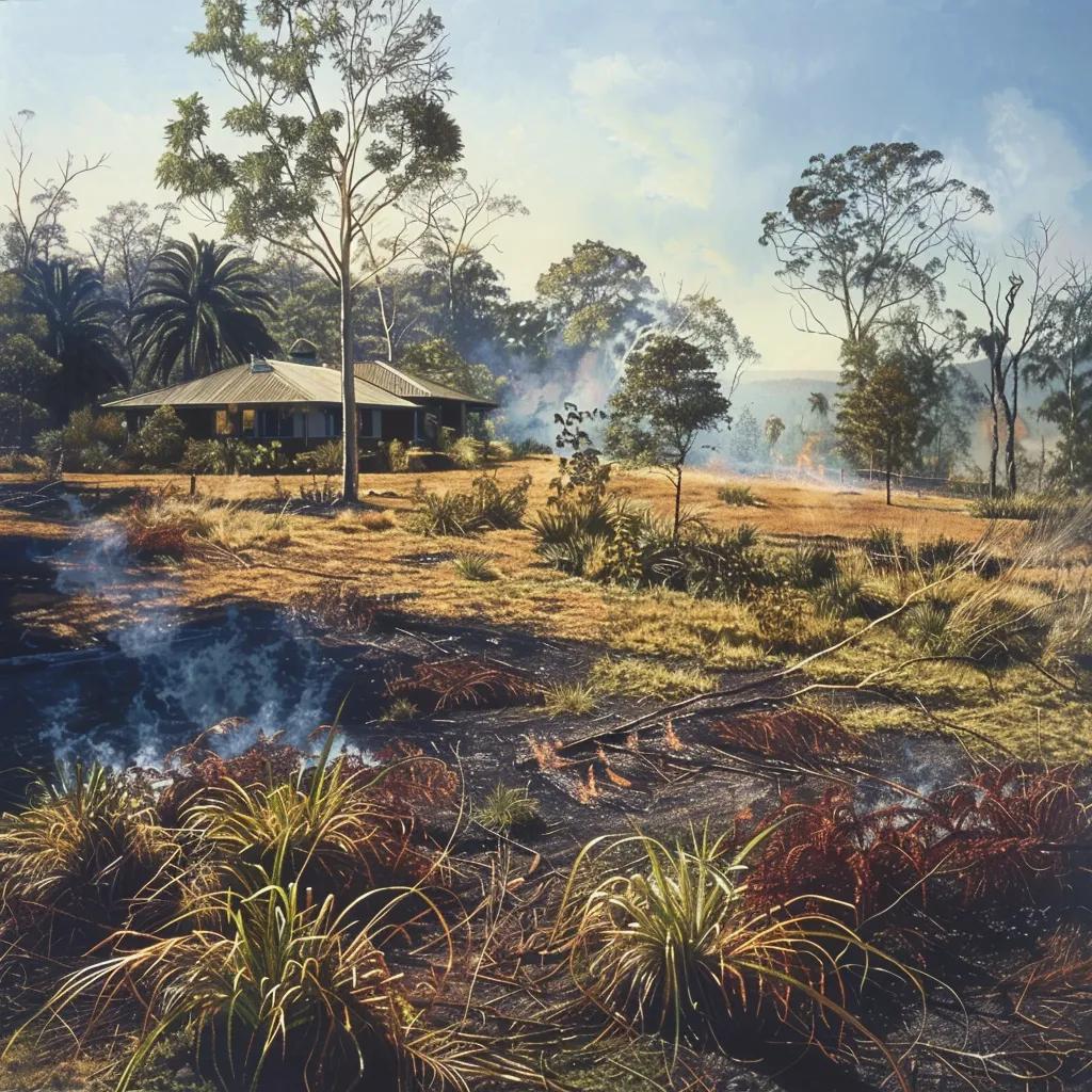 Cleared area around a home in Nimbin demonstrating bushfire prevention through slashing