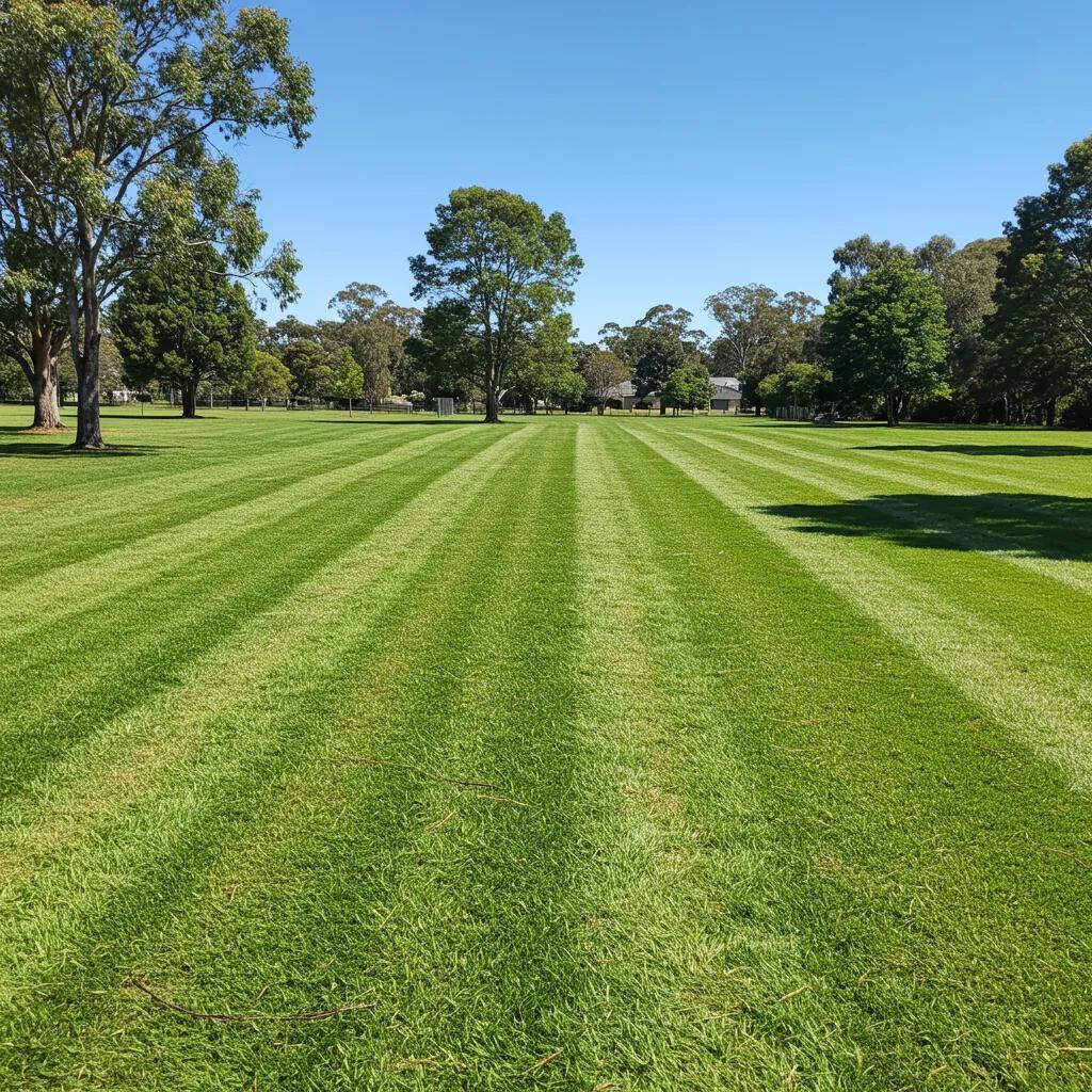 Lush green lawn in Ninderry showcasing professional acreage mowing services